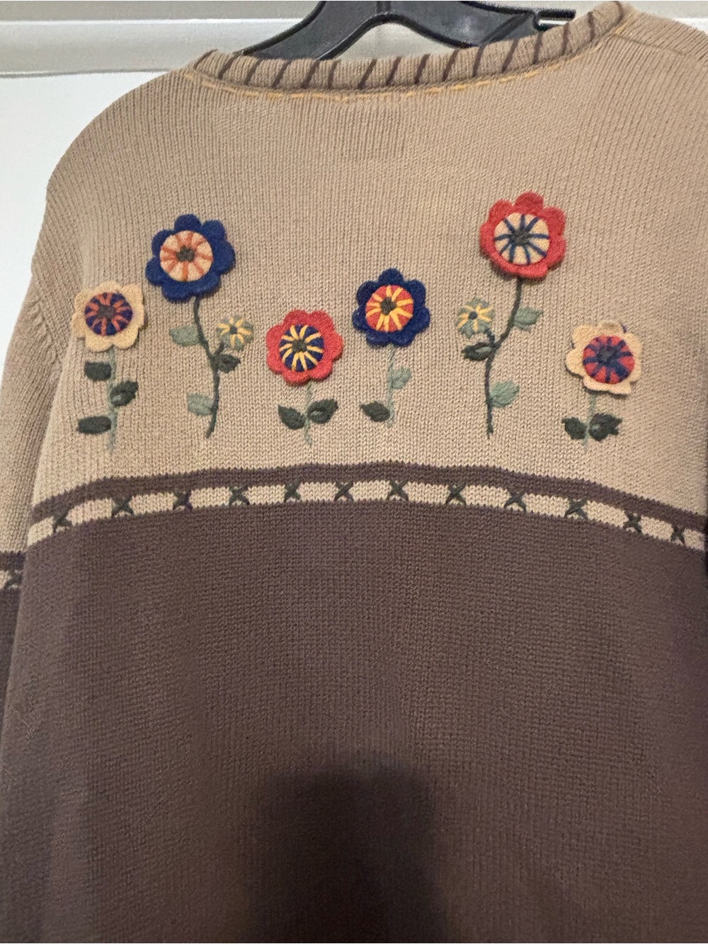 CJ Banks Brown and Tan Floral Appliqué Button Cardigan - Picture 8 of 13